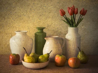 Rustieke vruchten en bloemen