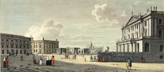 De Llotja, het paleis van de kapitein-generaal van de douane, en de zeehaven van Barcelona
