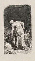 Vrouw die vlas verplettert