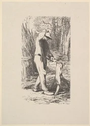 Houthakker maakt een bundel takken, 1853