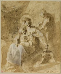 De Heilige Familie rustend op de vlucht naar Egypte