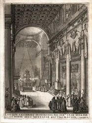 Catafalk in Florence voor keizer Matthias Gravure (gravure)
