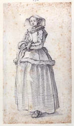 Figuur met Bontafgewerkte Jurk