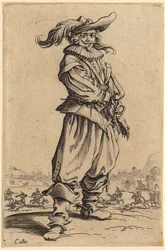 Krijger met de grote verentooi, blad 3 uit de reeks "De adel"