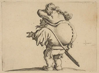 Man met een grote rug versierd met knopen