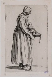 De bedelaars, de bedelares met de bedelnap. Twintigste nummer van een reeks van 25 stukken (Lieure 498, Meaume 704)