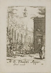 Martelaarschap van de heilige Thaddeus, plaat twaalf uit De Martelaars van de Apostelen