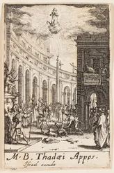 Martelaarschap van de heilige Thaddeus, plaat twaalf uit De Martelaars van de Apostelen