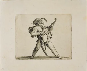Gemaskerde Komiek die Gitaar Speelt, uit Varie Figure Gobbi