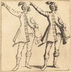 Officier, met uitgestrekte arm, vooraanzicht