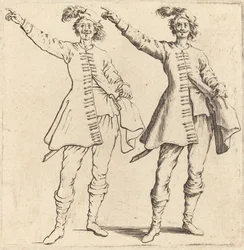 Officier, met uitgestrekte arm, vooraanzicht