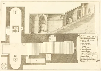 Plan en deel van de elevatie van de kerk van het Heilig Graf van de Madonna