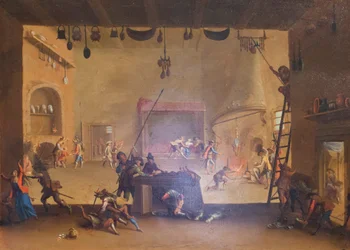 Plundering van een boerderij, uit de serie De ellende van de oorlog