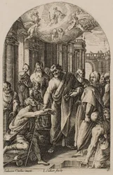 Sint-Pieter en Sint-Jan genezen de kreupele bij de poort van de tempel, uit de serie «Gezichten van Rome»