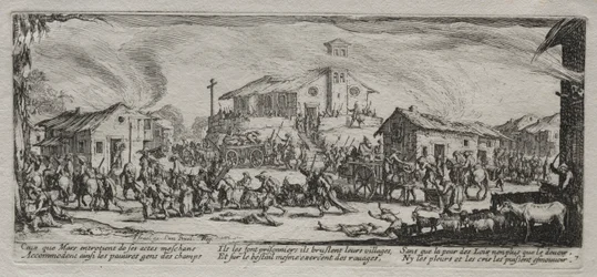 De Grote Ellende van de Oorlog: Plundering en Verbranding van een Dorp