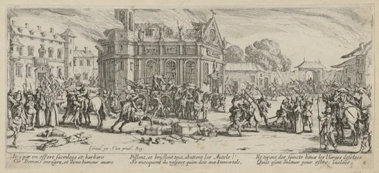 Vernietiging van een klooster, blad 6 van de serie „De verschrikkingen van de oorlog”
