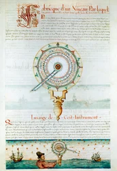 Navigatie-instrumenten: navigator met een astrolabium. Pagina uit 