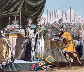 De Historische Dag van Bouvines in 1214, gegraveerd door Jean Baptiste Morret (fl. 1790-1820), 1790