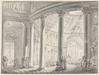 Interieur van een koepelkerk