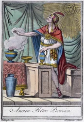 Voormalige Peruaanse priester (inca) - in "Encyclopedie van Reizen" door J. Grasset-Saint-Sauveur, Parijs