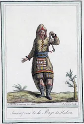Sauvagesse van Hudson Bay (Canada) - in "Encyclopedie van Reizen" door Grasset St Sauveur, ed. 1796