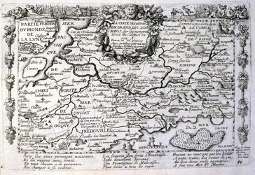 17e eeuwse gegraveerde illustratie uit een verzameling spreekwoorden. Parijs 1657-1663. Door Jacques Lagniet (1620-1675). Franse graveur. Van hem veel maatschappijkritische gravures en spotprenten zoals zijn soms groteske en fantastische illustraties