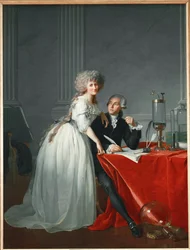 Antoine Laurent Lavoisier en zijn vrouw, Frans scheikundige geëxecuteerd tijdens de Franse Revolutie (olieverf op doek)