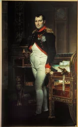 Portret ten voeten uit van Napoleon I (1769-1821) in zijn werkkamer in de Tuilerieën, 1812. Privécollectie.