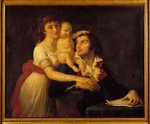 Portret van Camille Desmoulins (1760-1794), zijn vrouw Lucile (1771-1794) en hun zoon Horace Camille (1792-1825)
