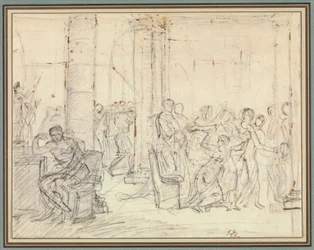 Studie voor De lictoren brengen Brutus de lichamen van zijn zonen