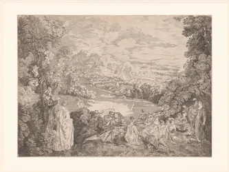 Elegant gezelschap in een landschap