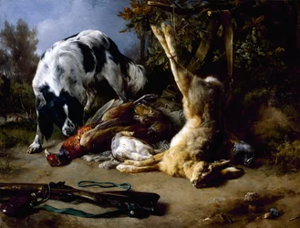 Spaniël met een Stilleven van Dood Wild