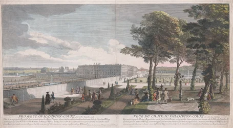 Gezicht op Hampton Court vanaf de tuinzijde