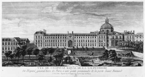 Zicht op Hopital Royal de La Salpetriere, bekend als Hopital General, Parijs