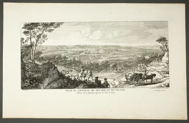 Gezicht op het Koninklijk Paleis van Meudon en het dorp, uit de serie Le Château de Meudon