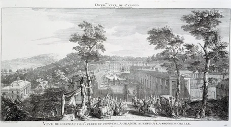 Uitzicht op het Kasteel in het park van St Cloud, aan de kant van de grote laan
