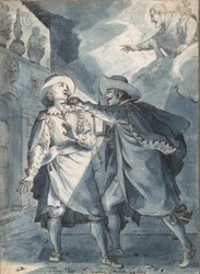 De steekpartij van Paolo de Bernardis, voorbereidende studie voor een gravure door Christian Sas
