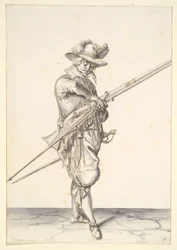 Soldaat Bereidt zich Voor om een Musket af te Vuren