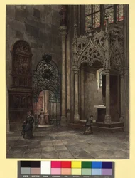 Gotisch baldakijn in de Stephansdom voor de Kruiskapel