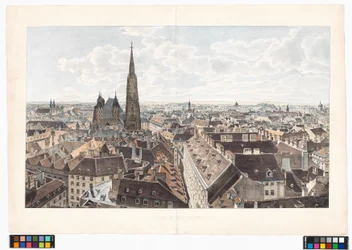 Panorama van Wenen naar het oosten vanaf de Sint-Pieterskerk