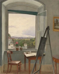 Uitzicht vanuit het atelier van de kunstenaar in Alservorstadt richting Dornbach