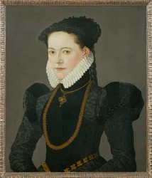 Portret van de dochter van graaf Friedrich van Oettingen ... (schilderij op doek)