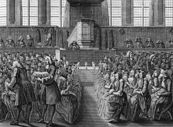 Anabaptisten diner, gravure door Jacobus van der Schley (1715-1779) uit Religieuze Ceremoniën en Gebruiken van Alle Volkeren van de Wereld