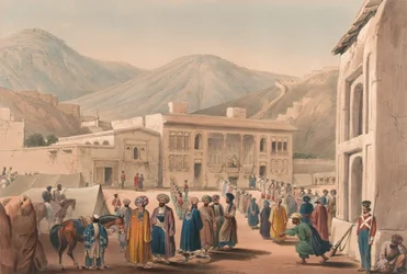 De Durbar-Khaneh van Shah Shoojah-ool-Moolk, in Cabaul, c.1840