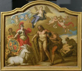 Allegorie van de Macht van Groot-Brittannië te Land, ontwerp voor een decoratief paneel voor de ceremoniële koets van George I, c.1718