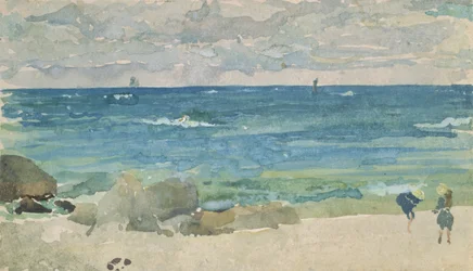Strandscène met twee figuren