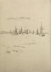 Terugkeer naar Tilbury, uit een set van twaalf etsen getiteld De Marine Review, 1887