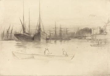 Stoomschepen bij de toren, 1875