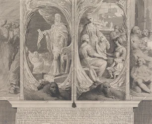 Zijne Majesteit beveelt een wet aan (ontwerpen voor de muren van de grote zaal van de Society for the Encouragement of the Arts)