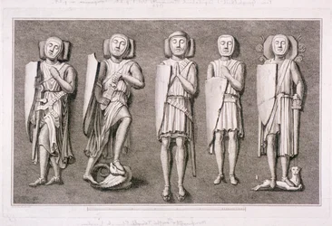 Vijf Beeltenissen van Ridders uit Temple Church, Londen